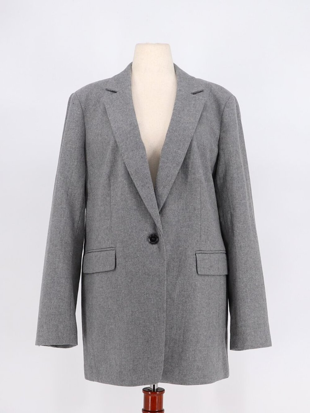 NWT LOFT Wool Blend Single Button Gray Blazer Size 18T